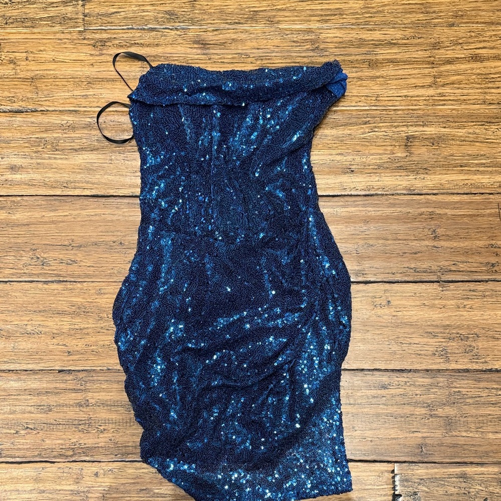 B Darlin Blue Sequin Mini Dress